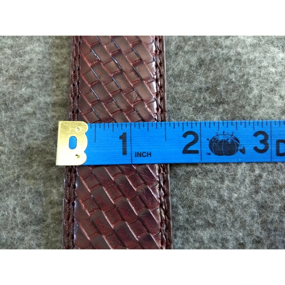 Braided‎ Brown Leather Belt Silver Tone Buckle Federato in Pelle Mens 51